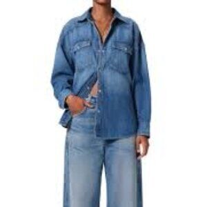 Citizens of Humanity The Rancher Kayla Pearl Snap Western Denim Shirt XL